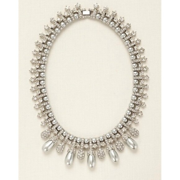 David’s Bridal Pearl and Rhinestone Pave Necklace -- WHITE - Picture 1 of 14